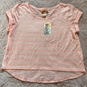 NWT Mudd Pink Lace T Shirt Y2K Preppy Minimalist Capsule Boho Kidcore Size L